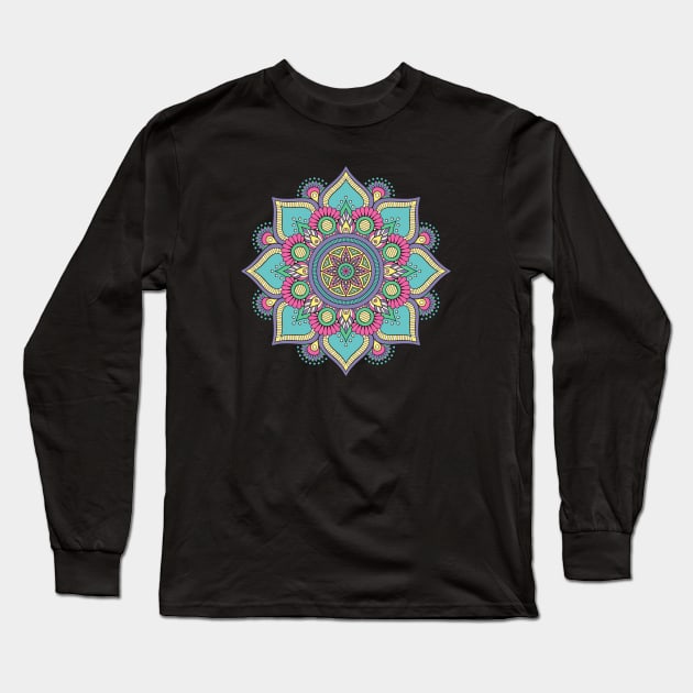 mandala-design, mandala-art, geometric, abstract, mandala and spirituality, colorful, rainbow, mandala pattern, mandala flower patterns, Flower Mandala ,Spirituality Long Sleeve T-Shirt by Utopia Shop